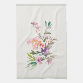 Watercolor Spring Floral Accent Botanical Geschirrtuch
