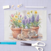 Watercolor Spring Floral and Bunnies  Seidenpapier (Handwerk)