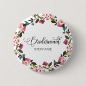 Watercolor Spring Floral Bridesmaid Button (Vorderseite)