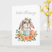 Watercolor Spring Floral Bunny Easter Eggs Karte (Gelbe Blume)