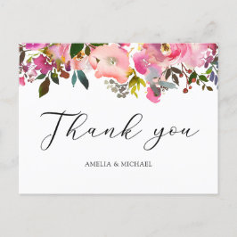 Watercolor Spring Floral Danke Postcard Postkarte