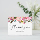 Watercolor Spring Floral Danke Postcard Postkarte (Stehend Vorderseite)