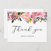 Watercolor Spring Floral Danke Postcard Postkarte (Vorne/Hinten)