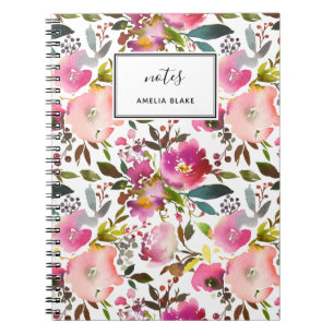 Watercolor Spring Floral Spiral Foto Notebook Notizblock