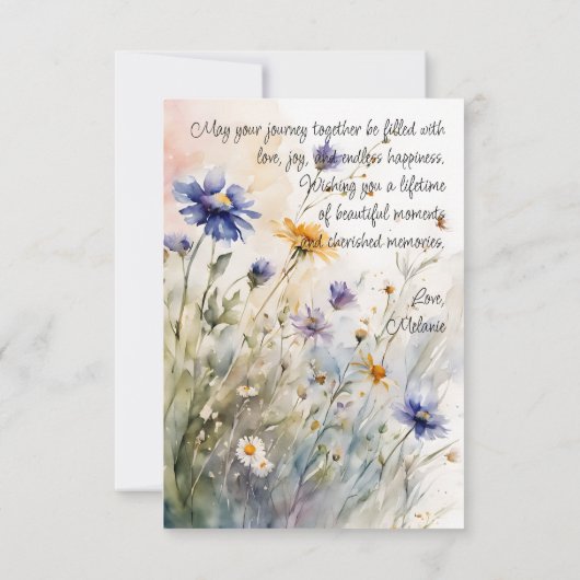 Watercolor Spring Floral Wedding Congratulations Karte (Rückseite)
