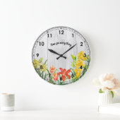 Watercolor Spring Flowers Floral Art Große Wanduhr (Zuhause)