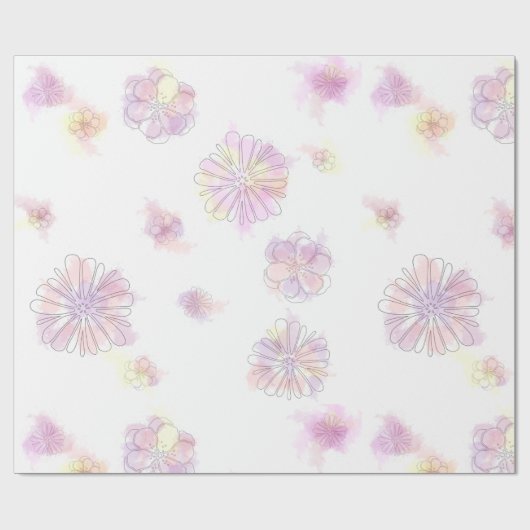 Watercolor Spring Flowers Umhüllungspapier - elega Geschenkpapier (Flach)
