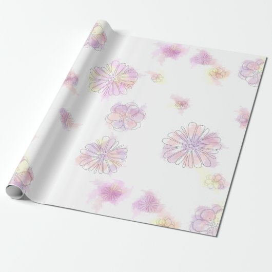 Watercolor Spring Flowers Umhüllungspapier - elega Geschenkpapier (Ungerollt)