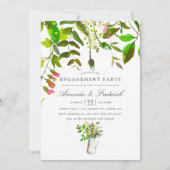 Watercolor Spring Foliage Engagement Party einlade Einladung (Vorderseite)
