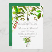 Watercolor Spring Foliage Engagement Party einlade Einladung (Vorne/Hinten)