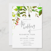 Watercolor Spring Foliage Wedding Einladung (Vorderseite)