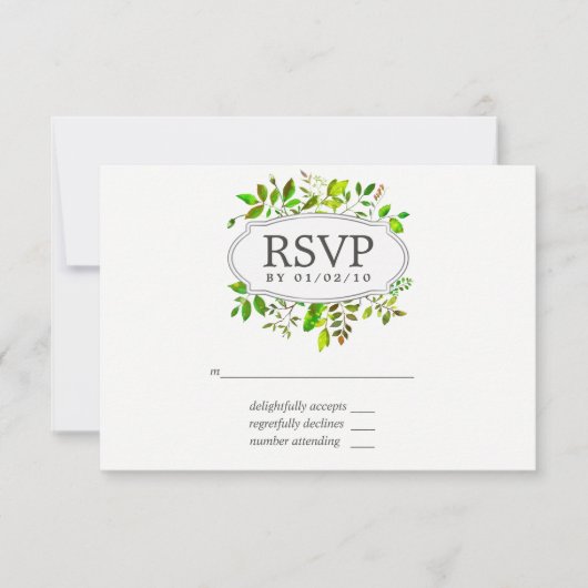 Watercolor Spring Foliage Wedding RSVP (Vorderseite)