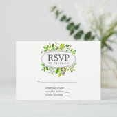Watercolor Spring Foliage Wedding RSVP (Stehend Vorderseite)