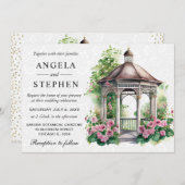 Watercolor Spring Garden Gazebo Wedding Einladung (Vorne/Hinten)