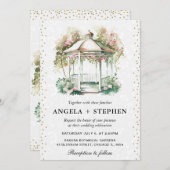 Watercolor Spring Garden Gazebo Wedding Einladung (Vorne/Hinten)