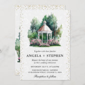 Watercolor Spring Garden Gazebo Wedding Einladung (Vorne/Hinten)