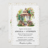 Watercolor Spring Garden Gazebo Wedding Einladung (Vorne/Hinten)