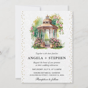 Watercolor Spring Garden Gazebo Wedding Einladung