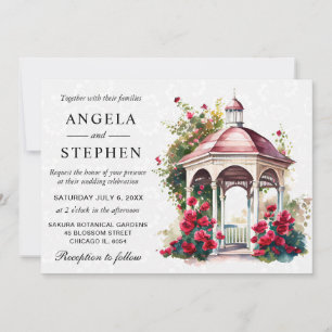 Watercolor Spring Garden Gazebo Wedding Einladung