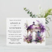 Watercolor Spring Garden Gazebo Wedding Einladung (Stehend Vorderseite)