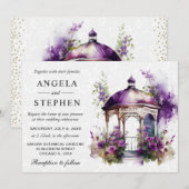 Watercolor Spring Garden Gazebo Wedding Einladung (Vorne/Hinten)