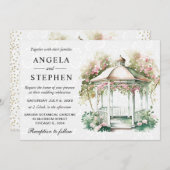 Watercolor Spring Garden Gazebo Wedding Einladung (Vorne/Hinten)