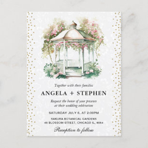 Watercolor Spring Garden Gazebo Wedding Postkarte