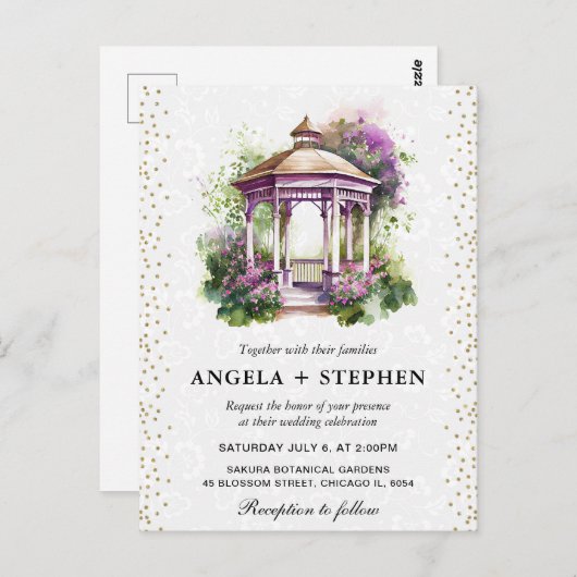 Watercolor Spring Garden Gazebo Wedding Postkarte (Vorne/Hinten)