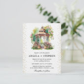 Watercolor Spring Garden Gazebo Wedding Postkarte (Stehend Vorderseite)