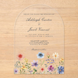 Watercolor Spring Garden Wildflower Wedding Acryleinladungen
