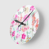 Watercolor Spring Sunshine Flower Garden Clock Runde Wanduhr (Winkel)
