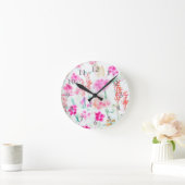 Watercolor Spring Sunshine Flower Garden Clock Runde Wanduhr (Zuhause)