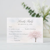 Watercolor Spring Tree Wedding RSVP Card Karte (Stehend Vorderseite)