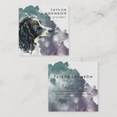 Watercolor Springer Spaniel Dog Groomer Quadratische Visitenkarte (Vorne/Hinten)