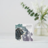 Watercolor Springer Spaniel Dog Groomer Quadratische Visitenkarte (Stehend Vorderseite)