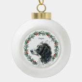 Watercolor Springer Spaniel Holiday Wreath Custom Keramik Kugel-Ornament (Vorderseite)