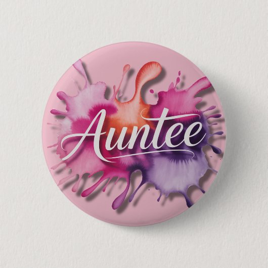 Watercolor-Spritzer mit Auntee-Typografie  Button (Vorderseite)
