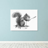 Watercolor Squirrel Toasting Marshmallow Animal  Leinwanddruck (Insitu (Holzboden))