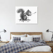Watercolor Squirrel Toasting Marshmallow Animal  Leinwanddruck (Insitu (Schlafzimmer))