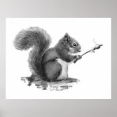 Watercolor Squirrel Toasting Marshmallow Animal  Poster (Vorne)