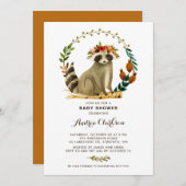 Watercolor Squirrel Wreath Herbstdusche Einladung (Vorne/Hinten)