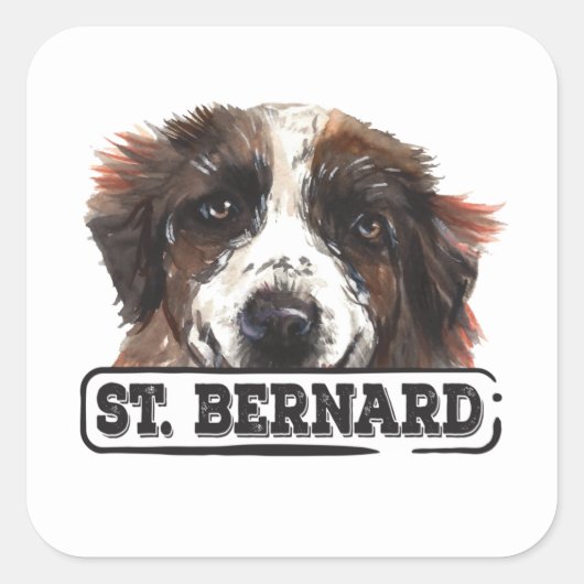 Watercolor St. Bernard Quadratischer Aufkleber (Vorderseite)