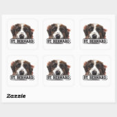 Watercolor St. Bernard Quadratischer Aufkleber (Blatt)