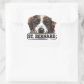 Watercolor St. Bernard Quadratischer Aufkleber (Tasche)