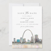 Watercolor St Louis Arch Wedding Save the Date Einladung (Vorderseite)