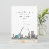 Watercolor St Louis Arch Wedding Save the Date Einladung (Stehend Vorderseite)