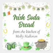 Watercolor St Patricks from the Kitchen of Quadratischer Aufkleber (Vorderseite)