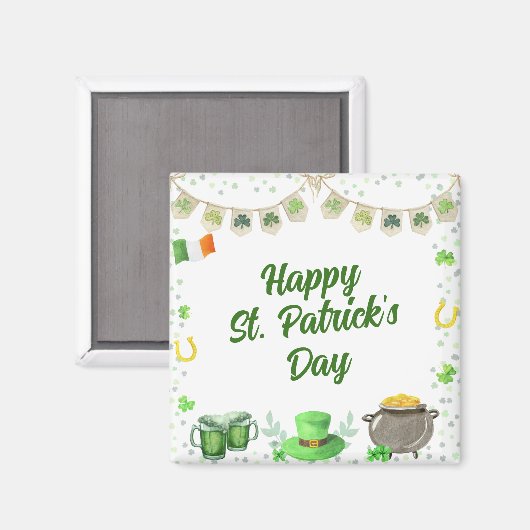 Watercolor St Patricks Magnet (Vorderseite/Rückseite)