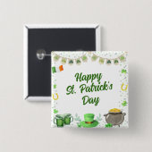 Watercolor St Patricks Party Button (Vorne & Hinten)