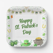 Watercolor St Patricks Party Pappteller (Vorderseite)